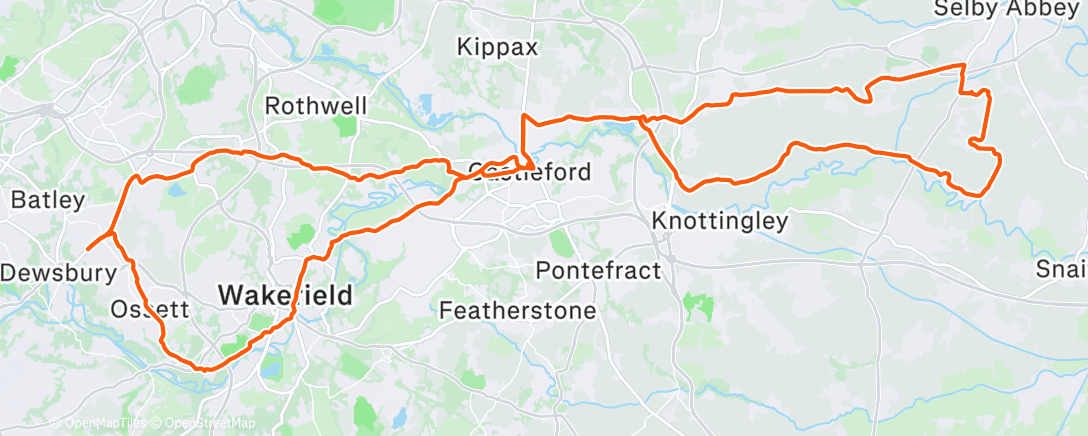 Map of the activity, Ride out East into a cold wind