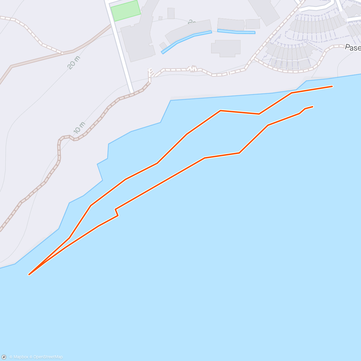 Map of the activity, Blue sky, warm water