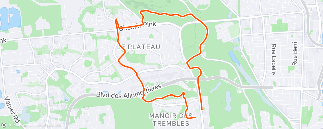 Map of the activity, Morning Trail Run