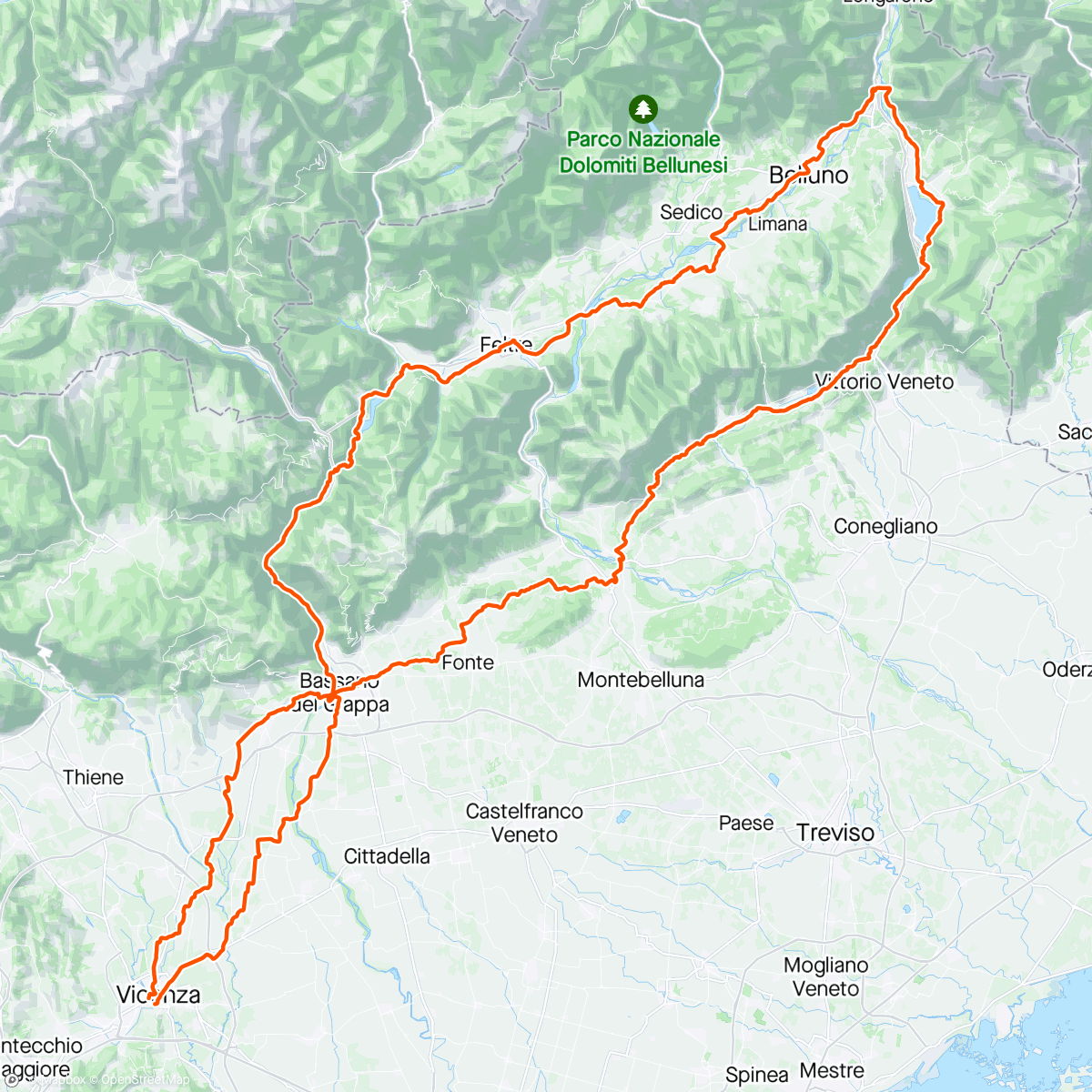 Mapa da atividade, Veneto Gravel