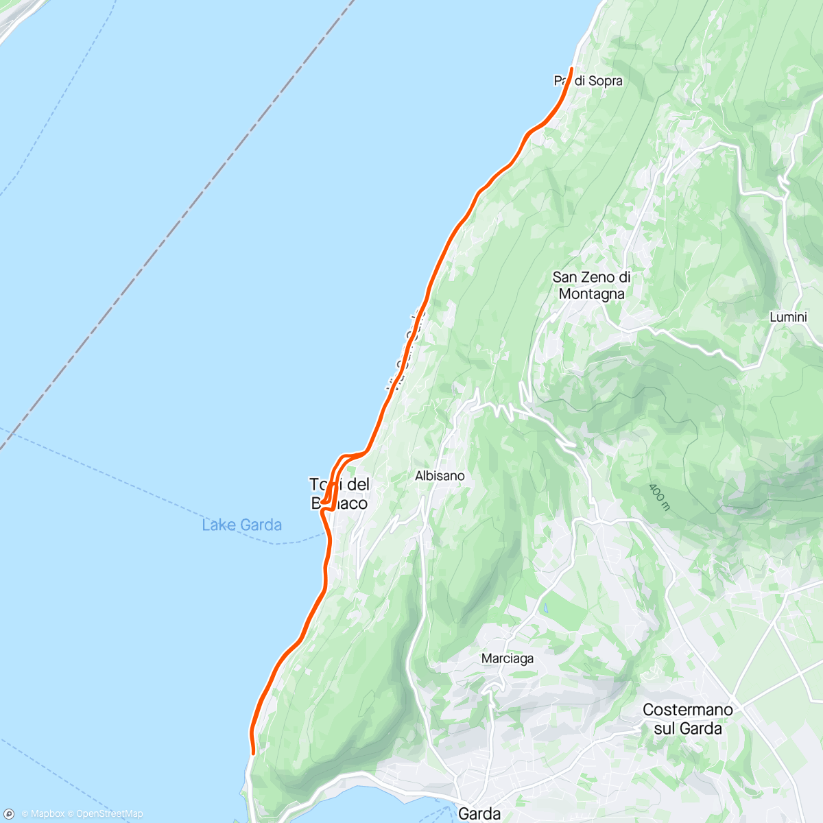 Map of the activity, 2a Garda Riviera Run