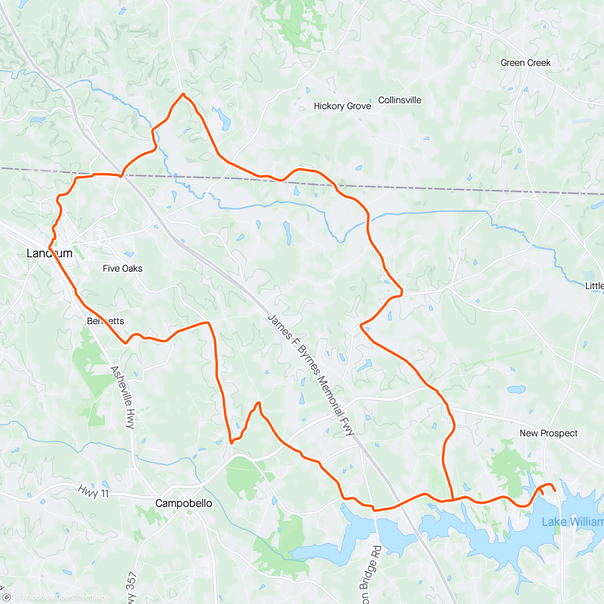 Map of the activity, Bowen Landing Ride