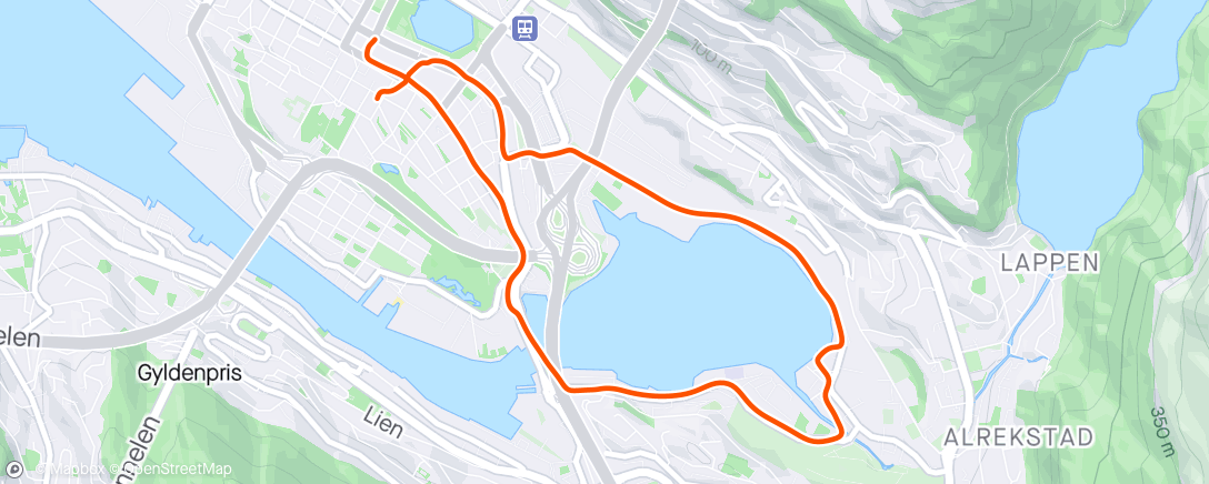 Map of the activity, Afternoon Run Bergen