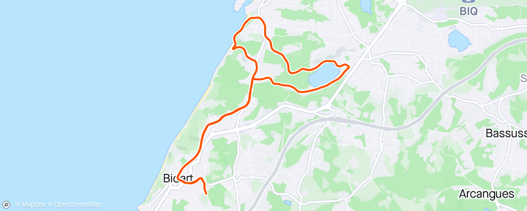 Map of the activity, Course à pied en soirée