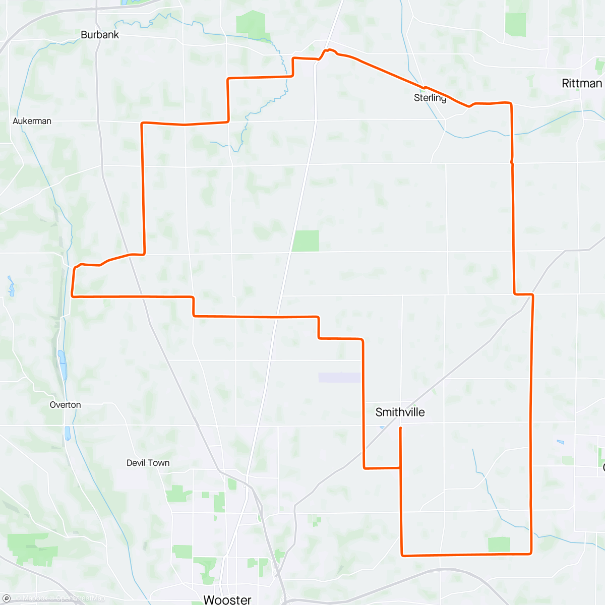 Map of the activity, Monday Afternoon Ride