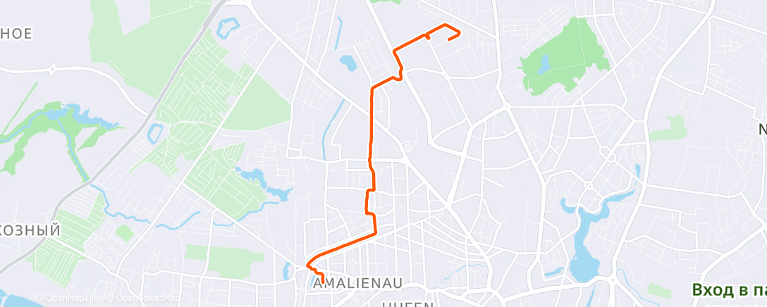 Map of the activity, Evening Run