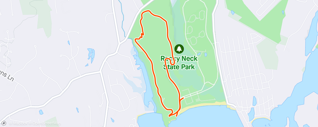 Map of the activity, Rocky Neck Trail 5K