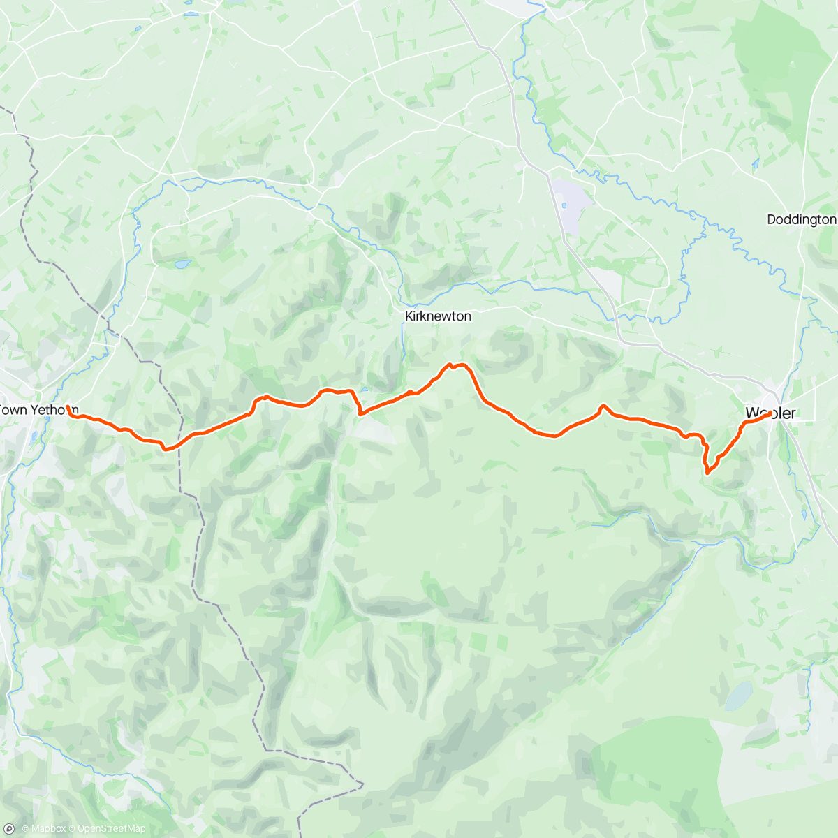 Map of the activity, Wooler -> KY -> Wooler