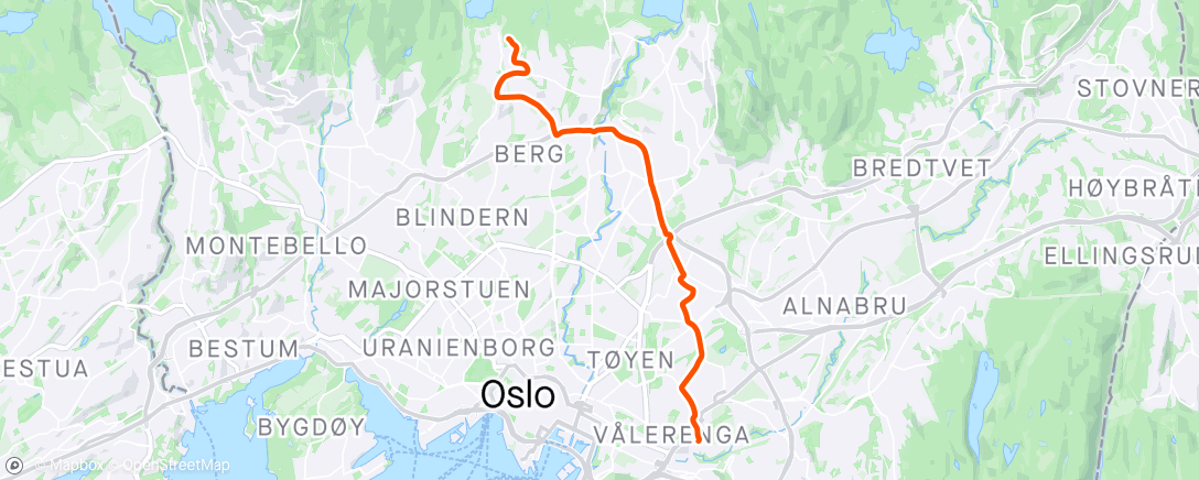 Map of the activity, Sognsvannsride - fra jobb