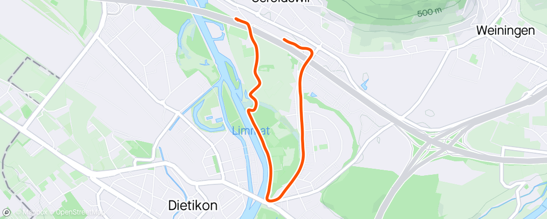 Map of the activity, 4km easy run