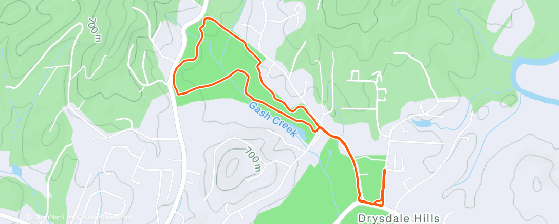 Map of the activity, Afternoon Run
