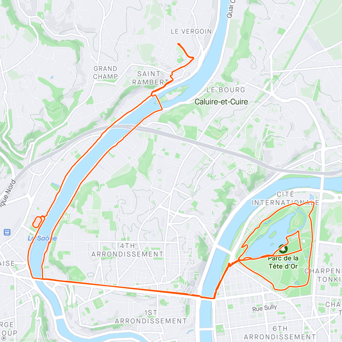 Mapa de la actividad, Footing du dimanche matin à la tête d'or