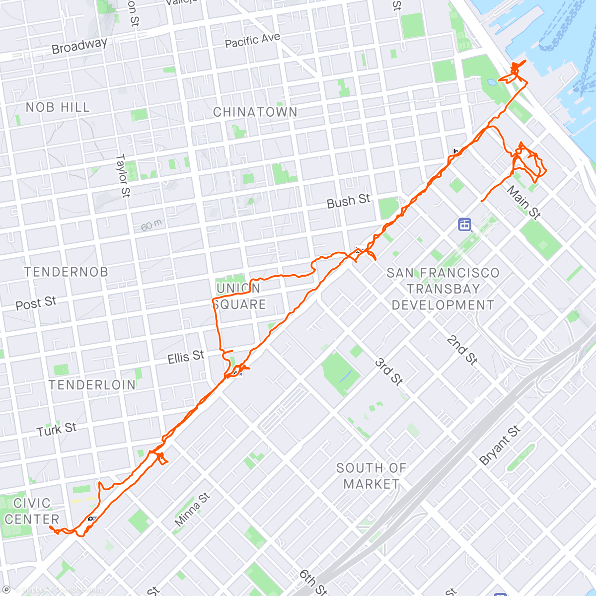 Map of the activity, SF foot explore (solo)