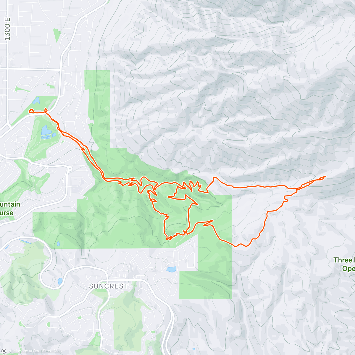 Map of the activity, Lunch Mountain Bike Ride