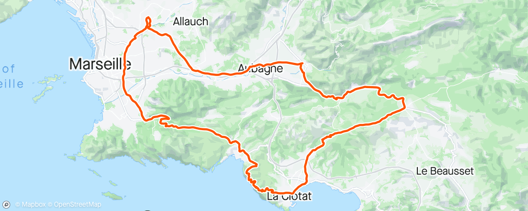 Map of the activity, Sortie vélo le matin retour par les crêtes et la Gineste