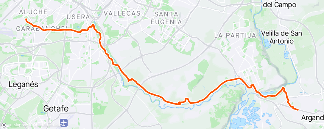 Mapa da atividade, Aluche - Arganda (Camino a Uclés) Etapa I