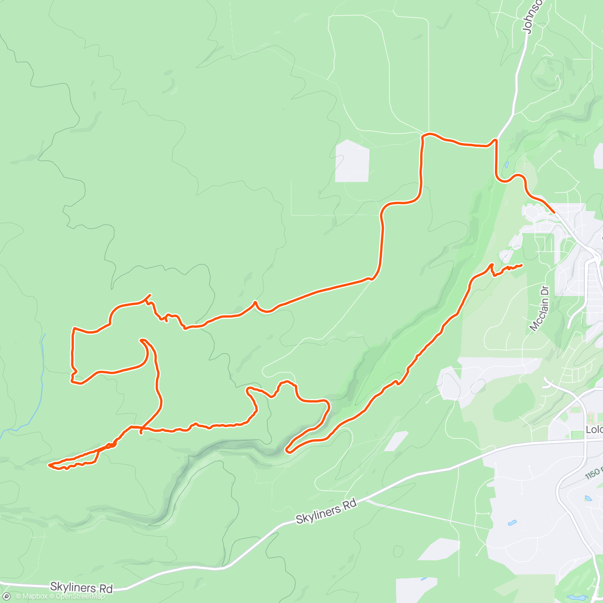 Map of the activity, Sunday MNTN ride