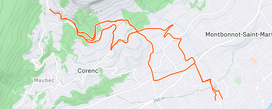Map of the activity, Bois du Mollard
