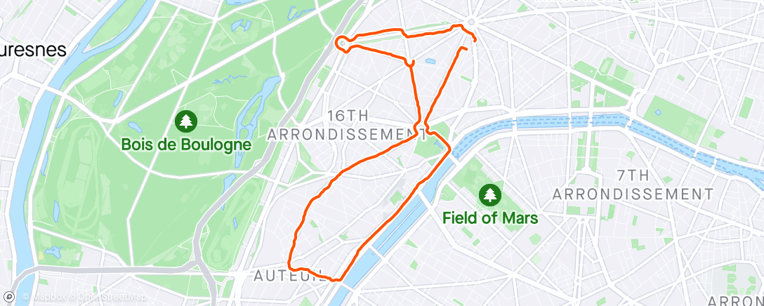 Map of the activity, Exploring Paris - stretching my legs