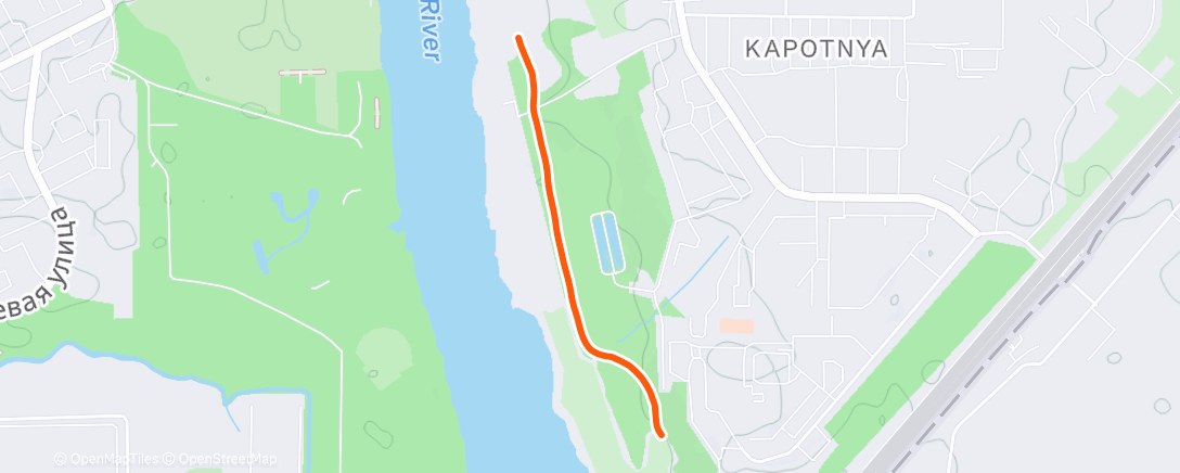 Map of the activity, Катание на роликовых лыжах (день)