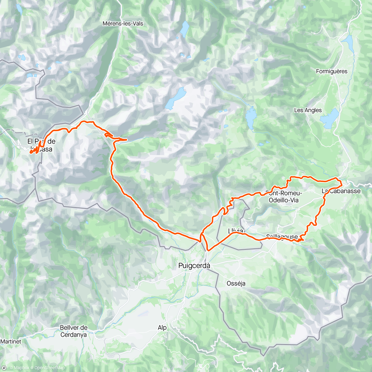 Map of the activity, Font Romeu area is so nice