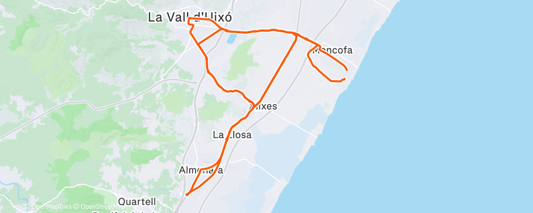 Map of the activity, Bicicleta por la tarde