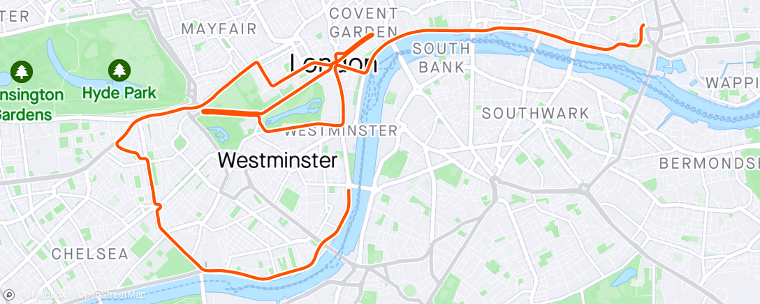 Mapa da atividade, Zwift - Group Workout: Spaded Sweetie (E) on Greatest London Flat in London