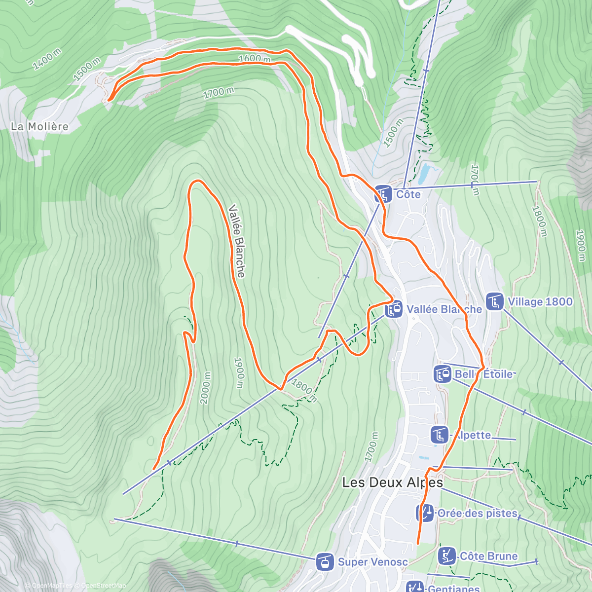 Peta aktivitas, Repérage Parcours Lumières Muzelle 2 Alpes