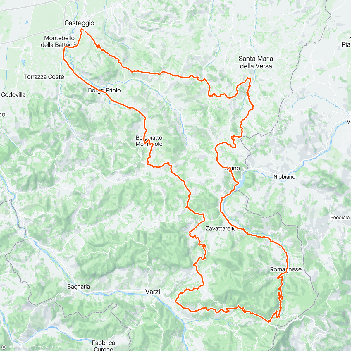 Map of the activity, Coppa Piemonte Granfondo Casteggio
