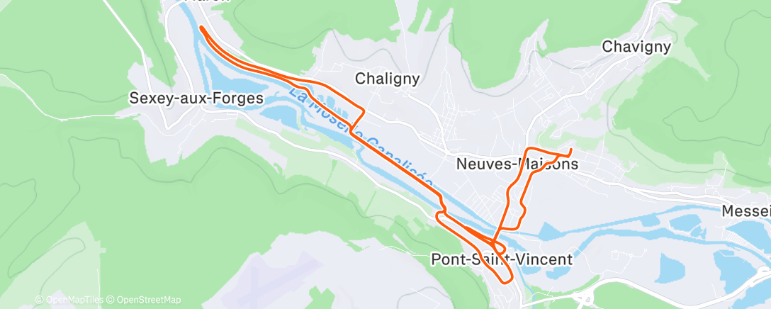 Карта физической активности (Course à pied dans l'après-midi)