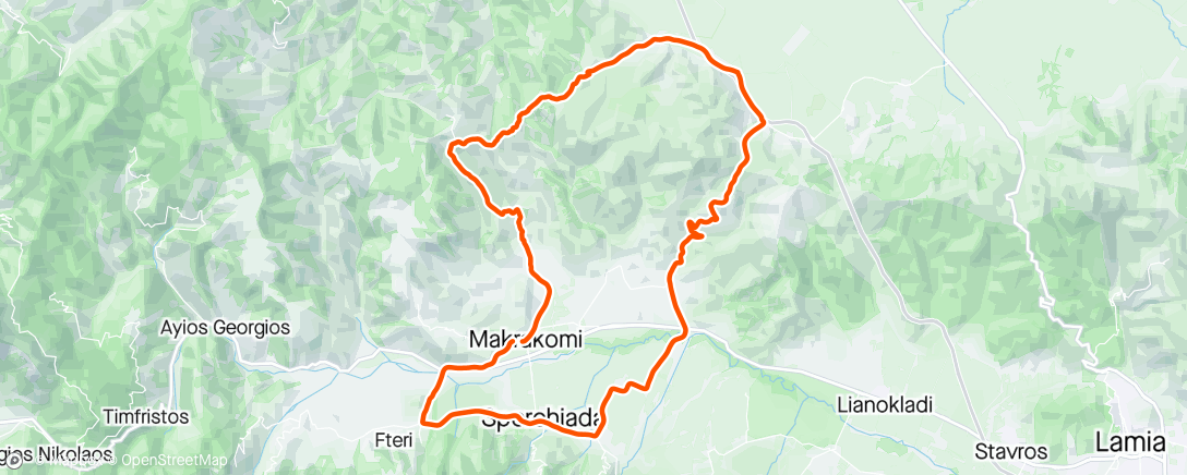 Mappa dell'attività Makrakwmi-Trilofo-Perivoli-Giannitsou & back Ride