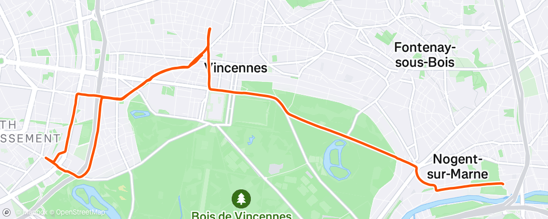 Carte de l'activité Sortie vélo le matin