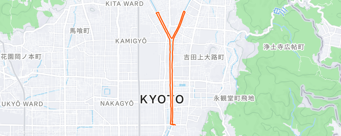 Map of the activity, Running in Kyoto is a big Y from me