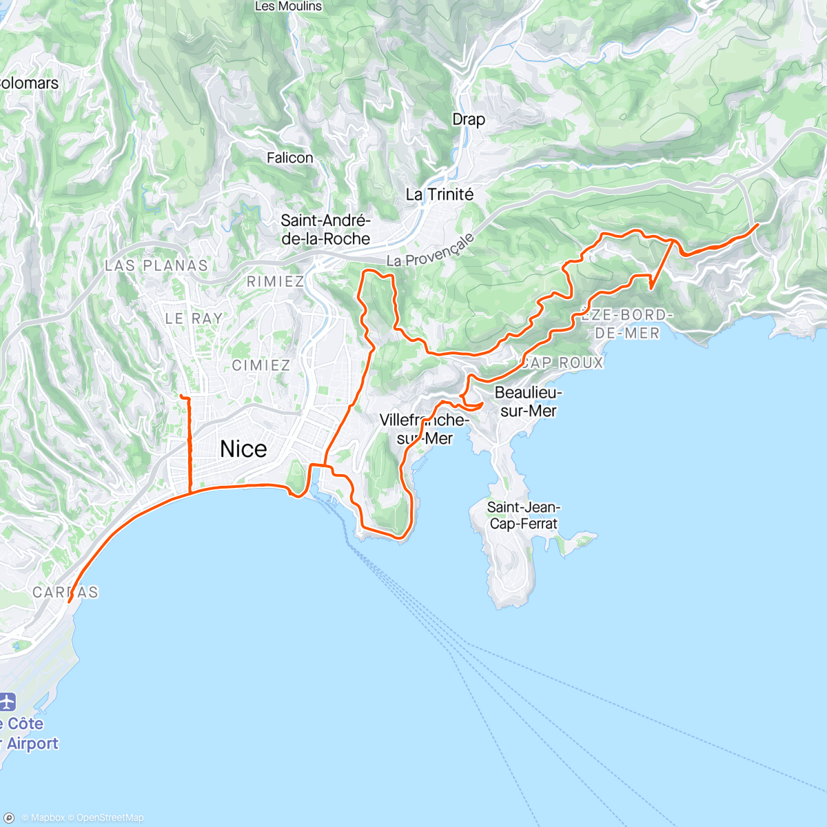 Map of the activity, Col d’Eze - arrière-pays niçois