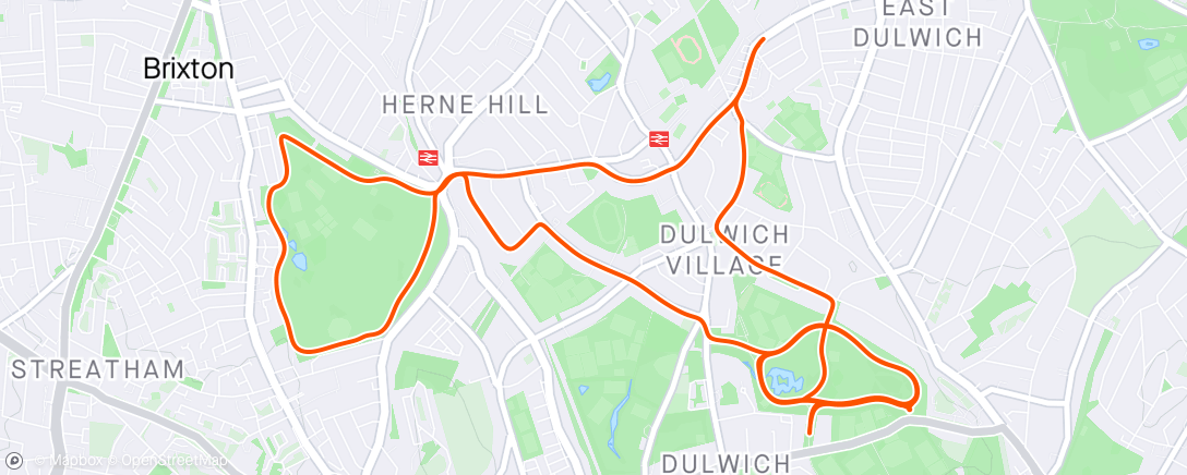 Map of the activity, 100th Dulwich Park Run ♥️