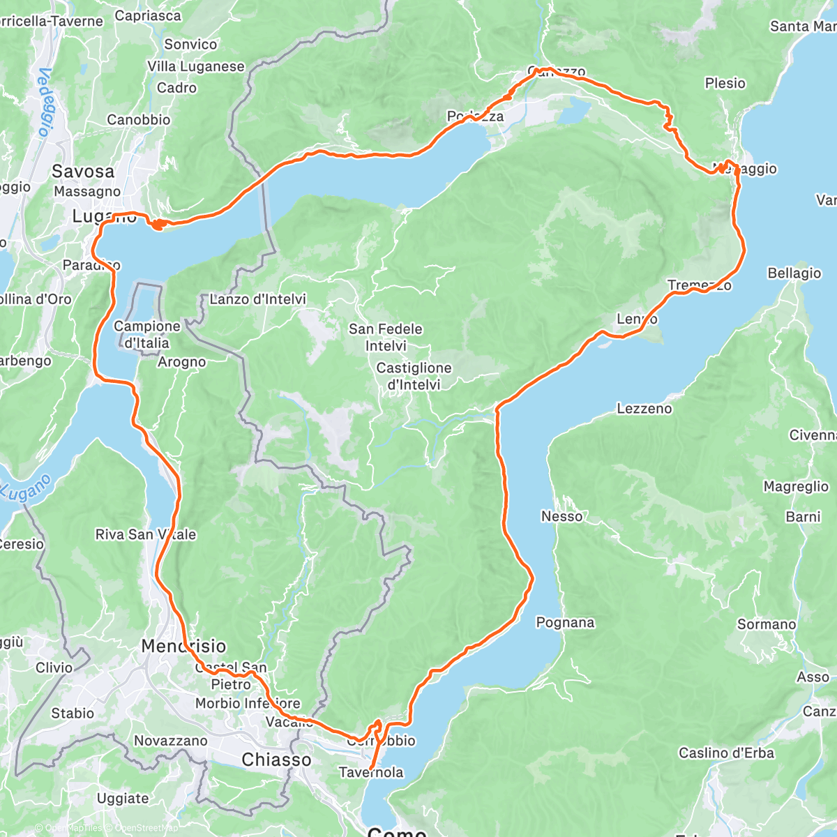 Map of the activity, Pedalata mattutina