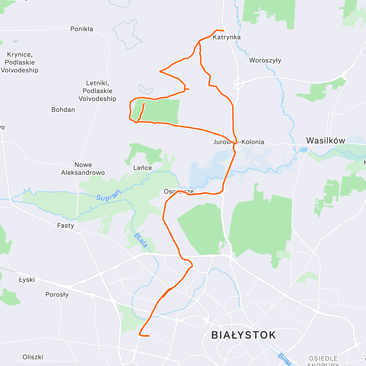 Map of the activity, Deszczowy Morning Ride