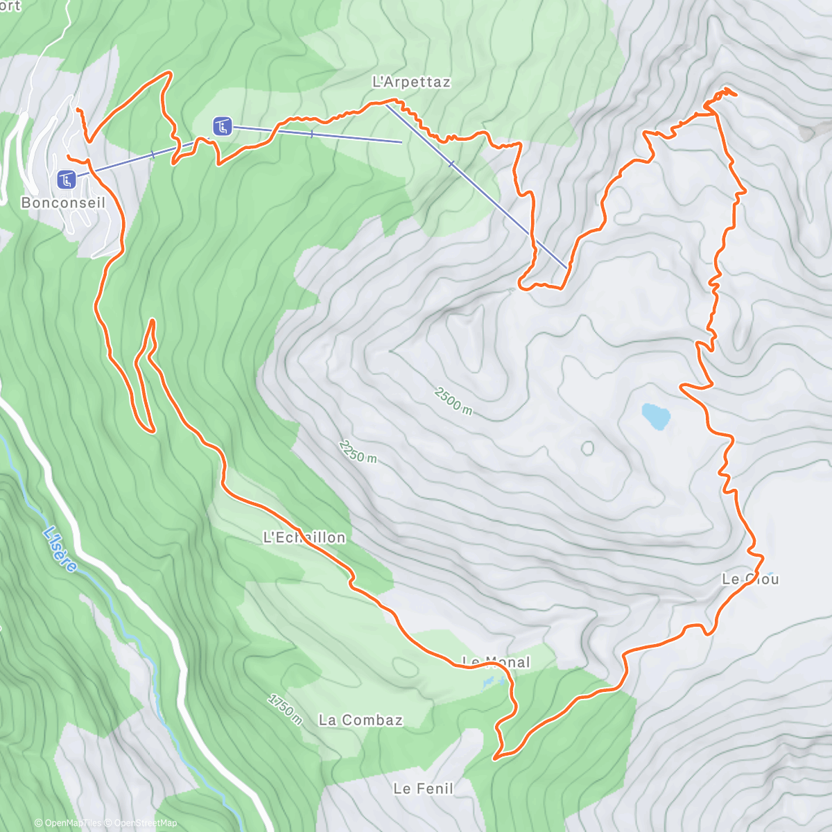 Карта физической активности (Ski de randonnée le matin)