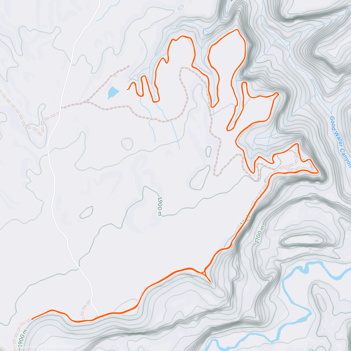 Map of the activity, Goodwater Rim trail