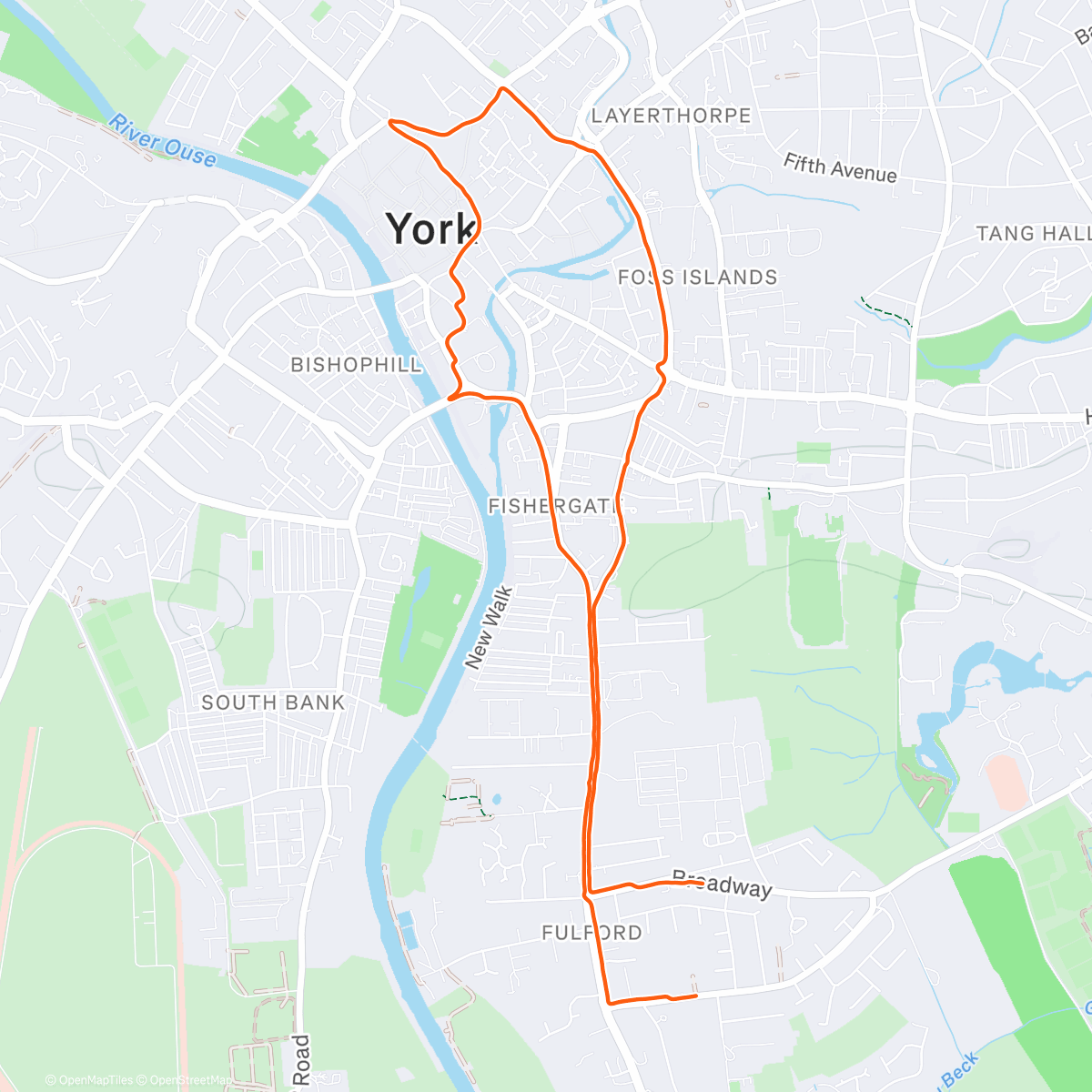 Map of the activity, Afternoon Run