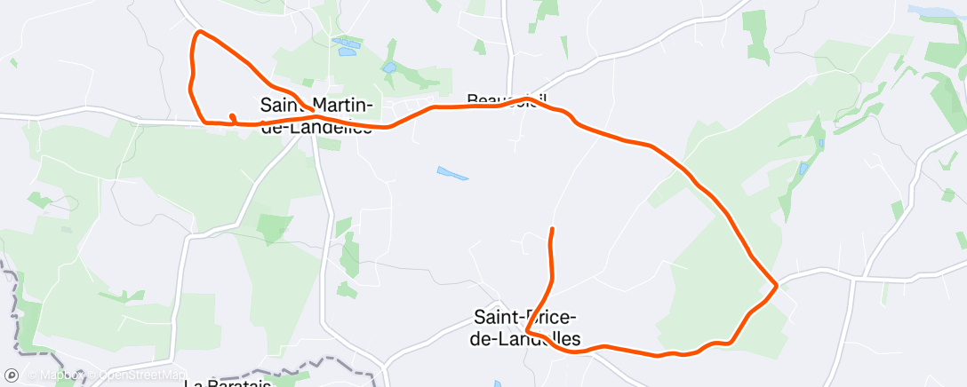 Map of the activity, Course à pied le midi