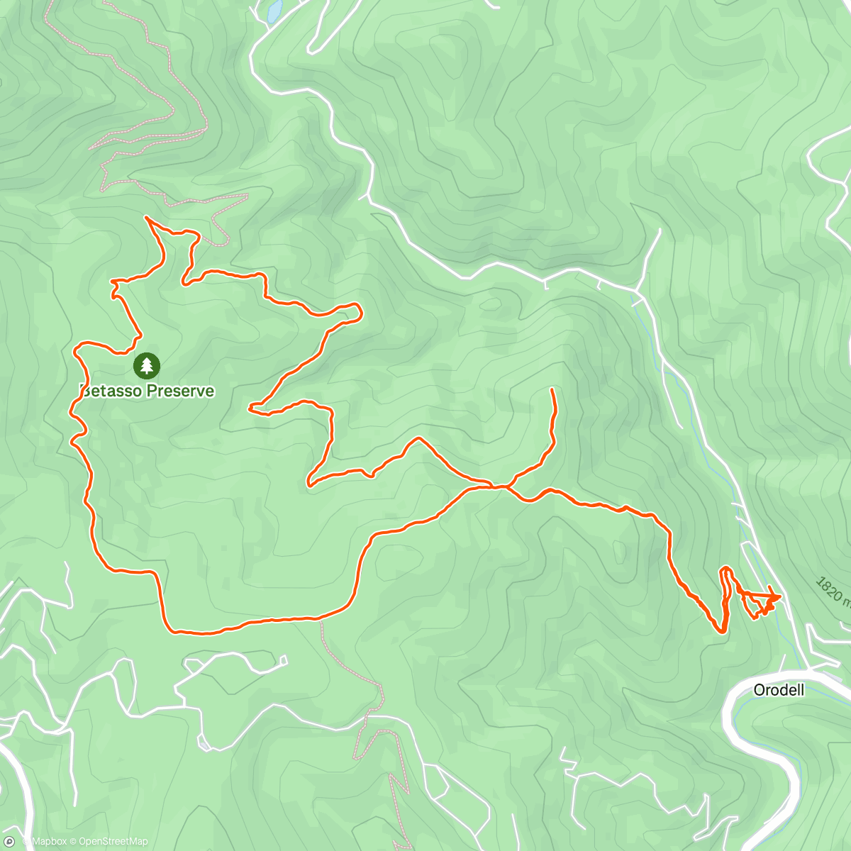Map of the activity, A lodge ascent into Betasso