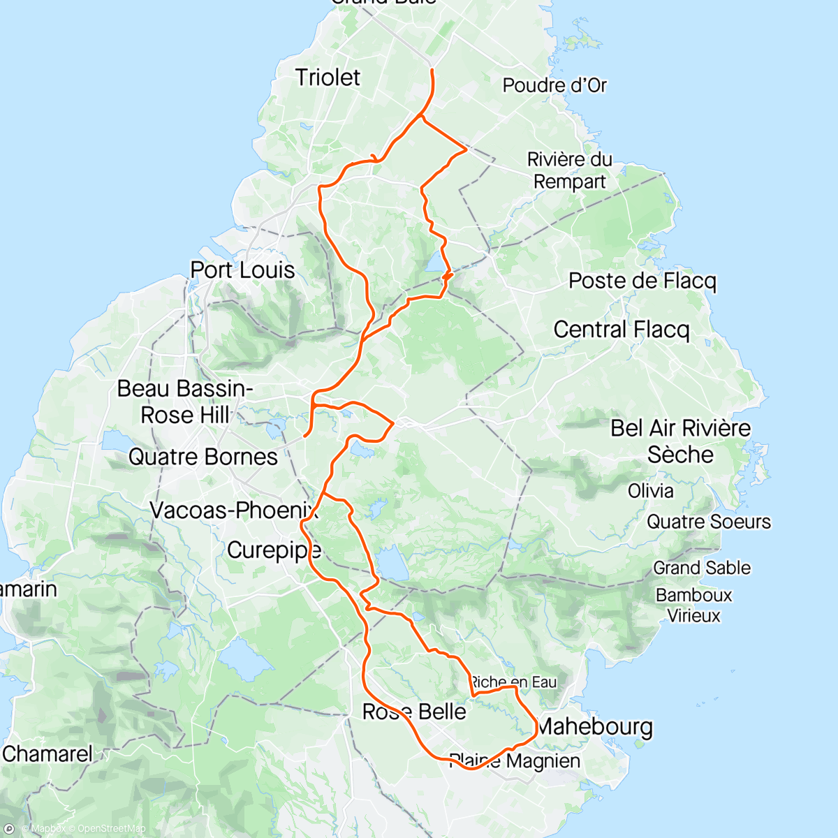 Carte de l'activité Tour de Maurice - P3
