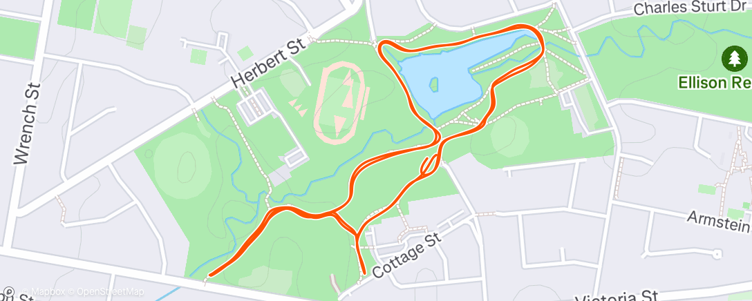 Map of the activity, Werrington Lakes parkrun 🎅🎄