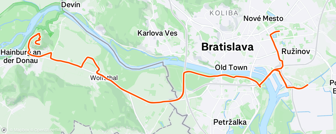 Map of the activity, Evening Ride