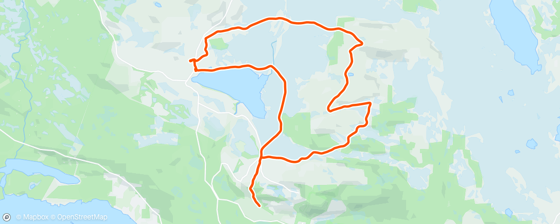 Map of the activity, Lunch Nordic Ski med Eskil, innom Kiwi og låven.