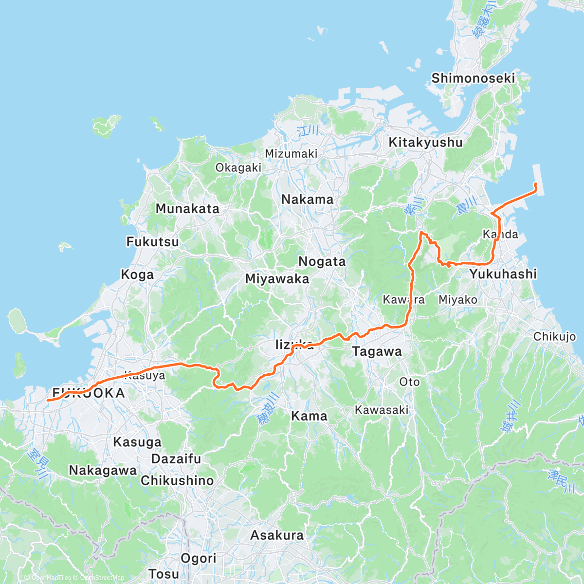 Map of the activity, Fukuoka to KitaKyushu Airport ✈️