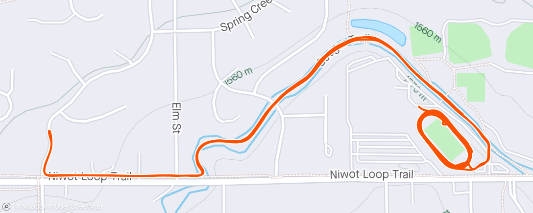 Map of the activity, 5xMile, 5x400