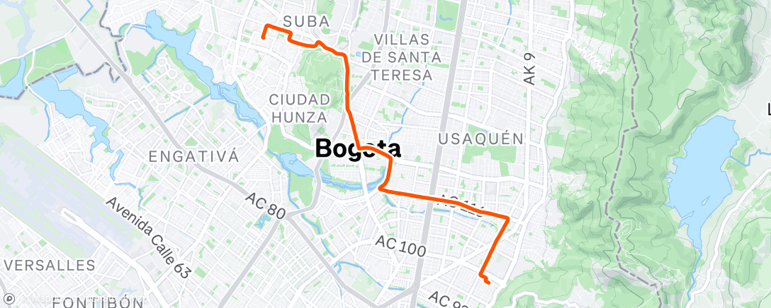 Map of the activity, Bicicleta al anochecer