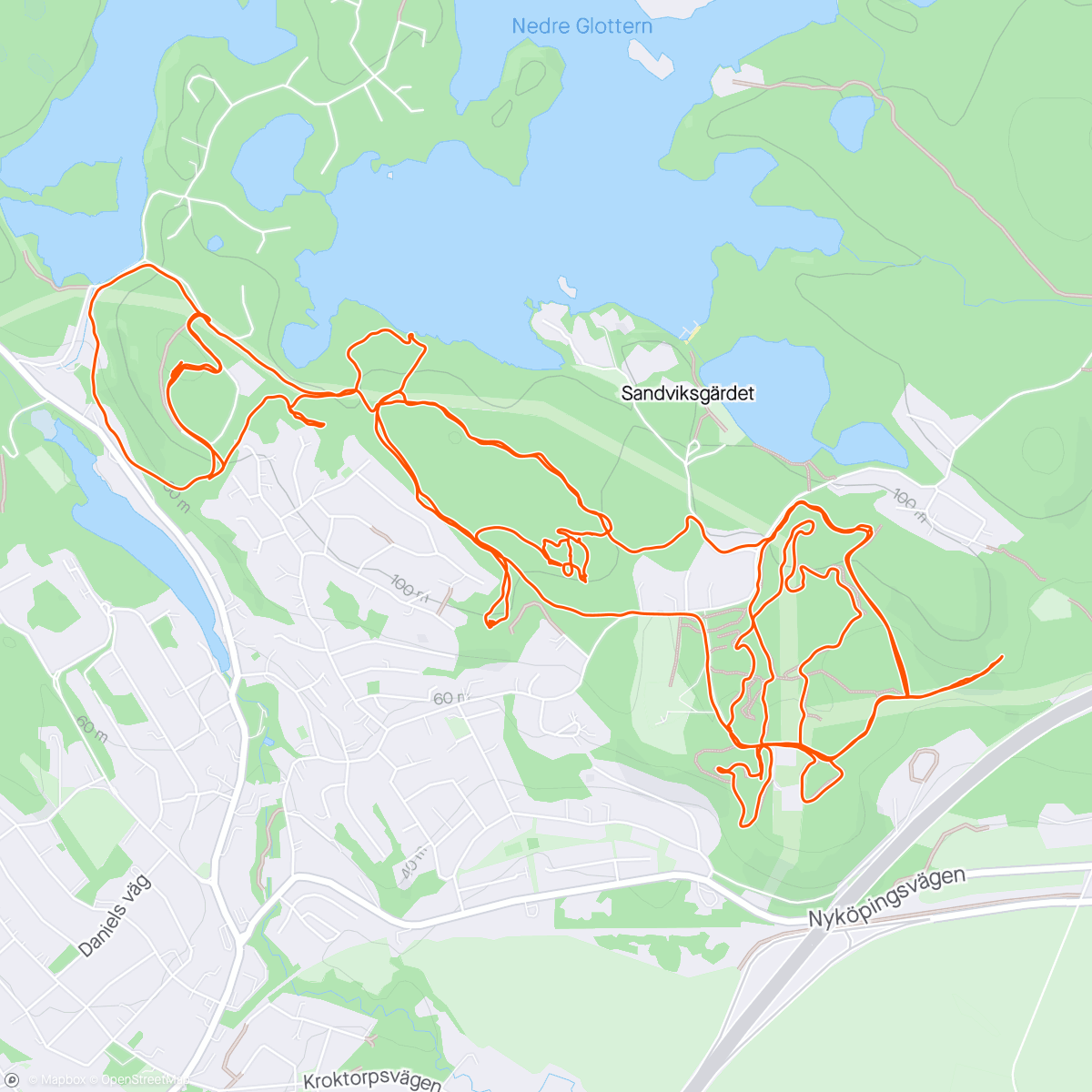 Map of the activity, Kolmården Bergscykling